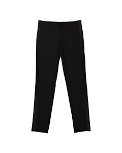 Roberto Cavalli Men's Black Side-Stripe Straight-Leg Wool Trousers, Brand Size 50 (Waist Size 34")