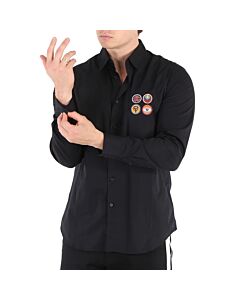 Roberto Cavalli Men's Black Slim Fit Lucky Symbols Shirt