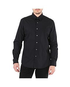 Roberto Cavalli Men's Black Slim Fit RC Logo Cotton Poplin Shirt