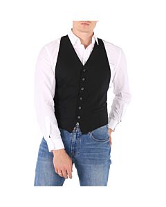 Roberto Cavalli Men's Black Wool-blend Waistcoat, Brand Size 50 (US Size 40)