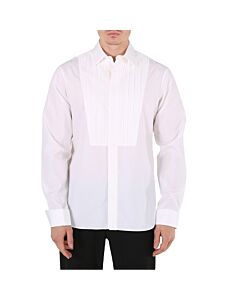 Roberto Cavalli Men's Optic White Cotton Tuxedo Shirt