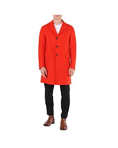 Roberto Cavalli Men's Red Single Breasted Angora Wool Coat