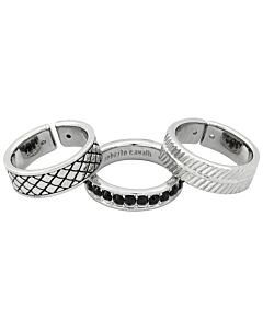 Roberto Cavalli Men's Silver Metal Trio Ring , Size 22