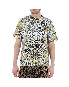 Roberto Cavalli Men's Sun Bleached Lynx Print Cotton Jersey T-shirt