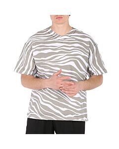 Roberto Cavalli Men's Zebra Print V-neck Cotton T-shirt