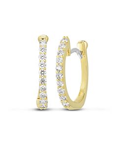Roberto Coin 18K Yellow Gold Huggie Earrings With Micro Pave Diamonds 0.20ct