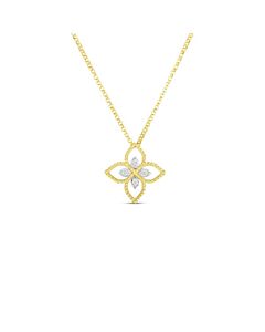 Roberto Coin 18K Yellow Gold Princess Flower Small Open Flower Pendant With Diamonds