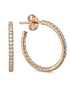 Roberto Coin Diamond Small Inside Out Open Hoop Earrings in Rose Gold - 000604AXERX0