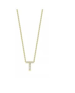 Roberto Coin Love Letter T Pendant Yellow Gold And Diamonds T - 001634Aychxt