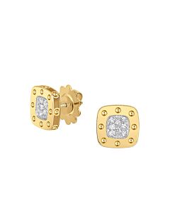 Roberto Coin Pois Moi 18kt Yellow Gold Square Diamond Stud Earrings - 777922AJERX0
