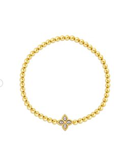 Roberto Coin Princess Flower Diamond Small Stretch Bracelet in Yellow Gold - 7773044AJLBXP