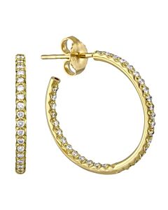 Roberto Coin Small Yellow Gold Inside Outside Diamond Hoop Earrings, 0.66 cttw - 000604AYERX0