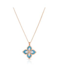 Roberto Coin Venetian Princess Flower Turquoise Diamond Necklace - 8882784AH18XT