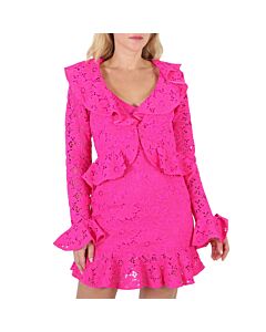 Rotate Ladies Pink Glo Heavy Lace Broderie-Anglaise Blouse