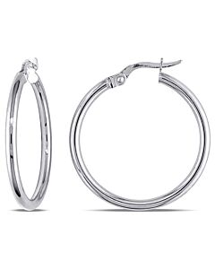 AMOUR Rounded Hoop Earrings In 10K White Gold