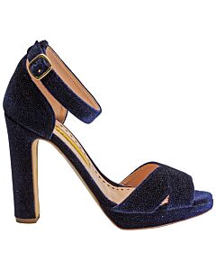 Rupert Sanderson Ladies Sandal Fashion Navy Xx Sandal Platform X Velvet, Brand Size 35 ( US Size 5 )