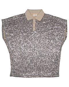 Saint Laurent All-over Sequined Boxy Polo Shirt