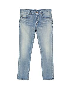 Saint Laurent Blue Stretch Denim Cropped Mid-rise Skinny Jeans