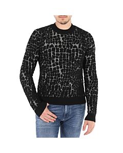 Saint Laurent Textured Wool-blend Mosaic-effect Crewneck Sweater