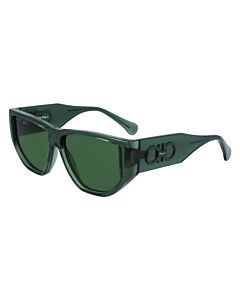 Salvatore Ferragamo 56 mm Transparent Green Sunglasses
