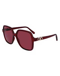 Salvatore Ferragamo 57 mm Transparent Burgundy Sunglasses