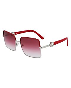 Salvatore Ferragamo 60 mm Silver/Burgundy Sunglasses