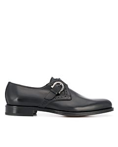 Salvatore Ferragamo Black Tobias Monk Strap Leather Shoes