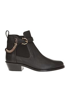 Salvatore Ferragamo Ladies Black Leather Gancini Ankle Boots