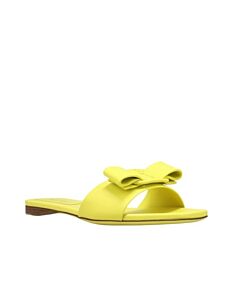 Salvatore Ferragamo Ladies Canary Yellow Vicky Viva Bow Slide Sandals