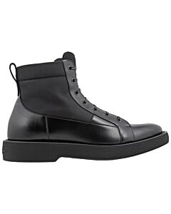 Salvatore Ferragamo Men's Black Leather Combat Boot, Brand Size 11