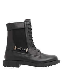 Salvatore Ferragamo Men's Black Leather Combat Boots