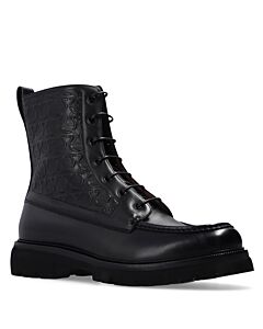 Salvatore Ferragamo Men's Black Naval 2 Combat Leather Ankle Boots