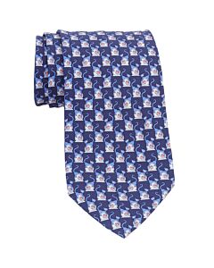 Salvatore Ferragamo Men's Blue Paco Print Silk Tie