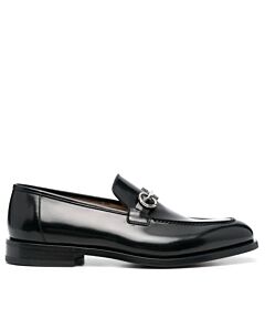Salvatore Ferragamo Men's Gancini Ornament Leather Loafers In Black