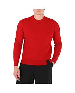 Salvatore Ferragamo Men's Jacquard Knit Wool Sweater in Nail Polish Red