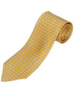 Salvatore Ferragamo Men's Yellow Printed Silk Tie