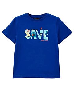Save The Duck Kids Cyber Blue Haven Logo T-Shirt