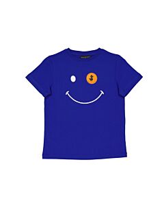 Save The Duck Kids Cyber Blue Smiley Logo Print T-Shirt