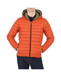 Save The Duck Men's Orange Ezra Reversible Hooded Padded Coat