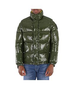Save The Duck Men's Pine Green Eric Detachable-sleeved Puffer Jacket
