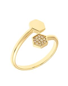 Sole du Soleil Daffodil Collection Women's 18k YG Plated Geometric Bypass Fashion Ring
