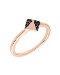 Sole du Soleil Lupine Collection Women's 18k RG Plated Black Stackable Pyramid Fashion Ring