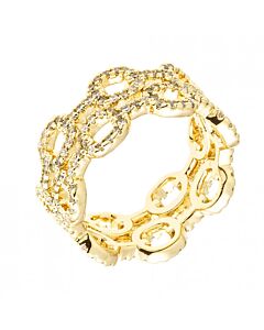 Sole du Soleil Petunia Collection Women's 18k YG Plated Double Chain Fashion Ring
