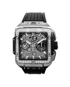 Square Bang Unico Titanium Diamonds Chronograph Rubber Sapphire Crystal Dial Watch