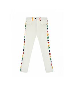Stella McCartney Kids Girls White Cotton Logo Denim Jeans
