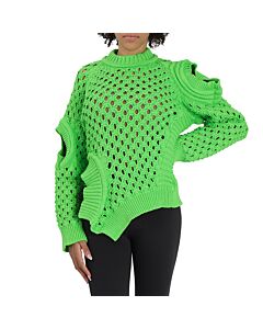 Stella McCartney Ladies Green Fluo Oversized Textured Mesh Sweater
