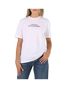 Stella McCartney Ladies Pure White High Frequency Gel Logo Cotton T-Shirt
