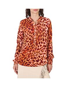 Stella McCartney Leopard Printed Silk Crepe De Chine Shirt, Brand Size 36 (US Size 2)