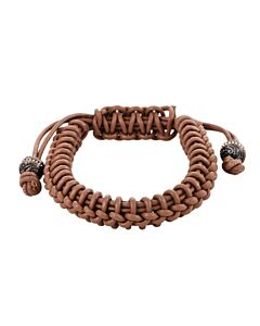Stephen Webster No Regrets Silver Tipped Woven Leather Brown Bracelet