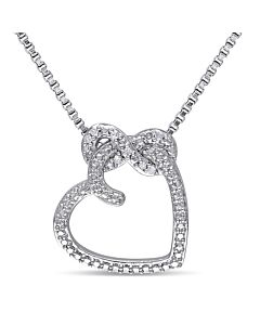 AMOUR Diamond Heart Infinity Pendant with Chain In Sterling Silver